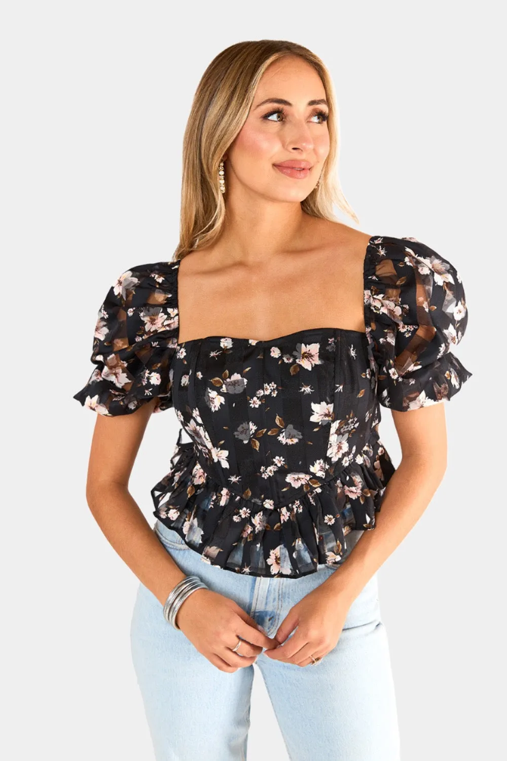 Chloe Bustier Top - Flower Basket sold by Buddy Love
