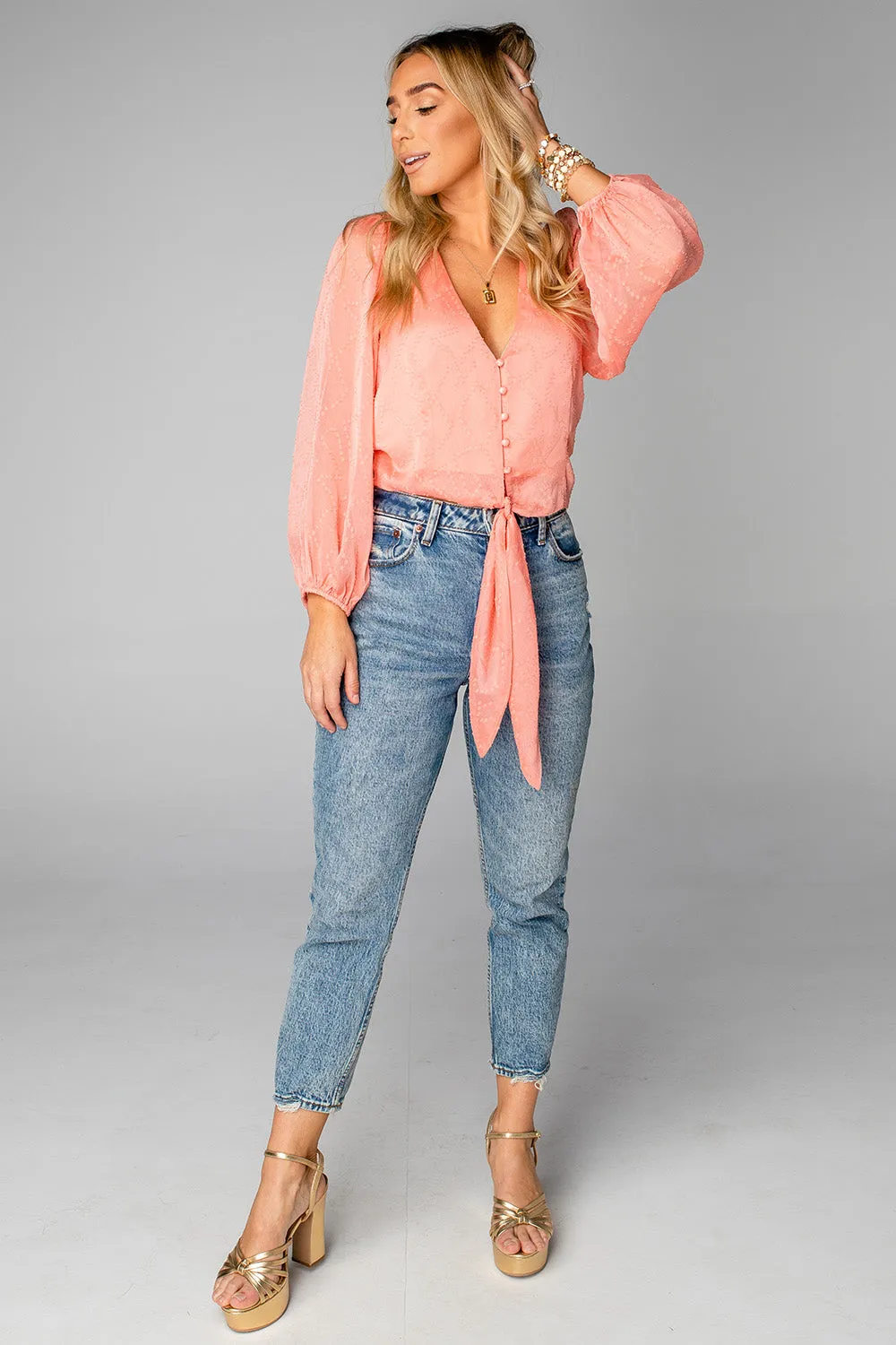 Estelle Tie Front Top - Coral sold by Buddy Love product image thumbnail 5