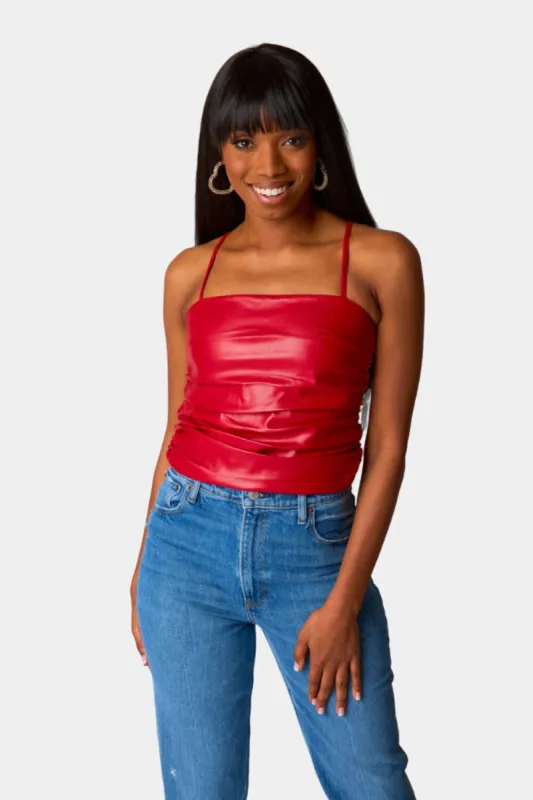 Jolee Vegan Leather Tank Top - Crimson sold by Buddy Love