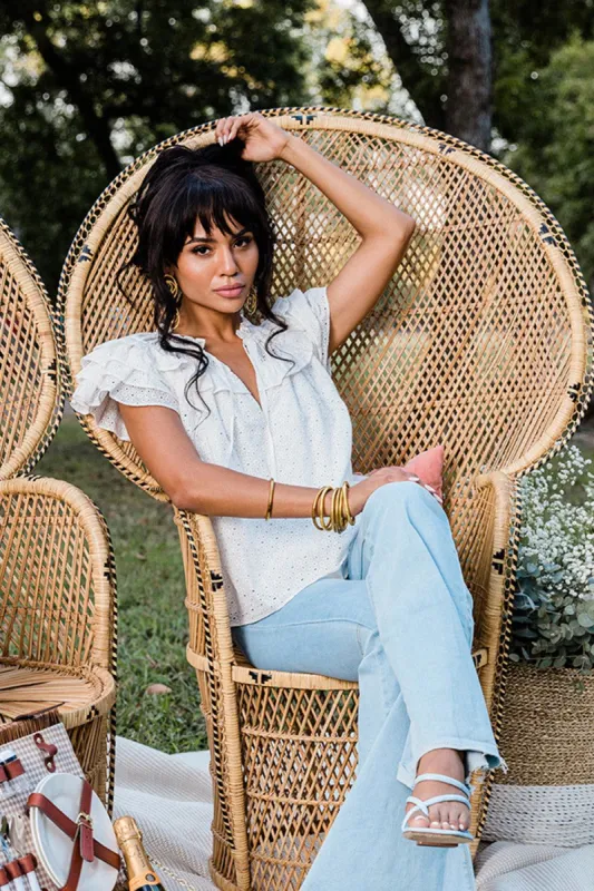 BuddyLove Carla Ruffle Eyelet Top - White Eyelet sold by Buddy Love