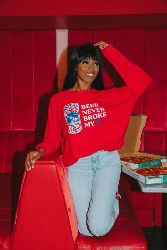 BuddyLove Gene Graphic Sweatshirt - Beer Never Broke My Heart sold by Buddy Love