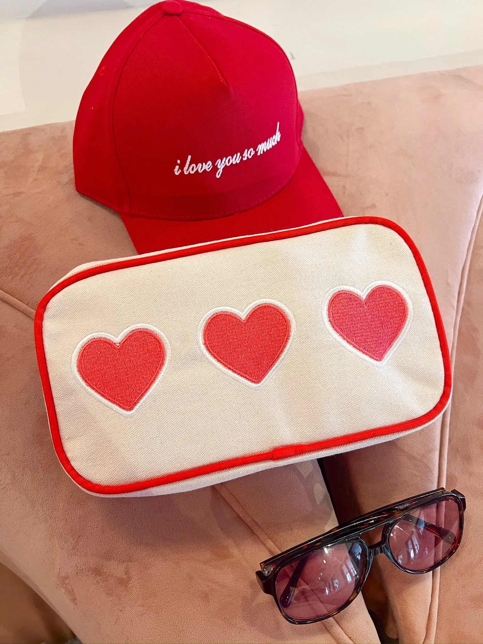 3 Red Hearts - Canvas Medium Bag w Red Trim sold by Buddy Love product image thumbnail 2