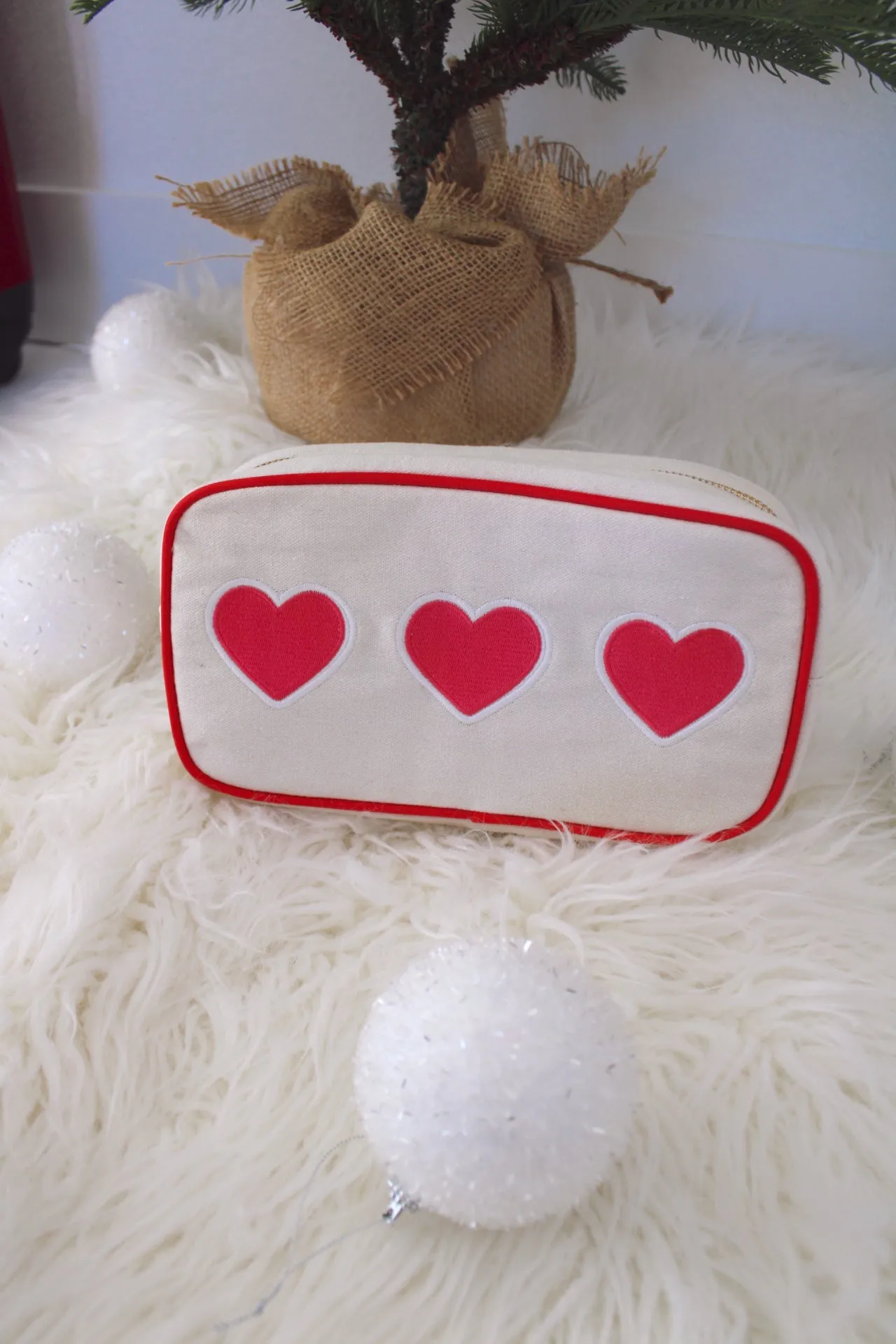 3 Red Hearts - Canvas Medium Bag w Red Trim sold by Buddy Love product image thumbnail 5