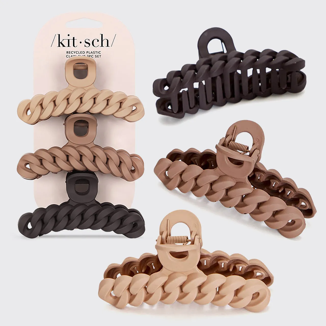 Eco-friendly Chain Claw Clip 3pc Set - Neutral sold by Buddy Love