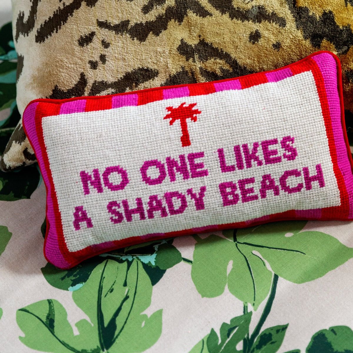 Shady Beach Needlepoint Pillow sold by Buddy Love product image thumbnail 5