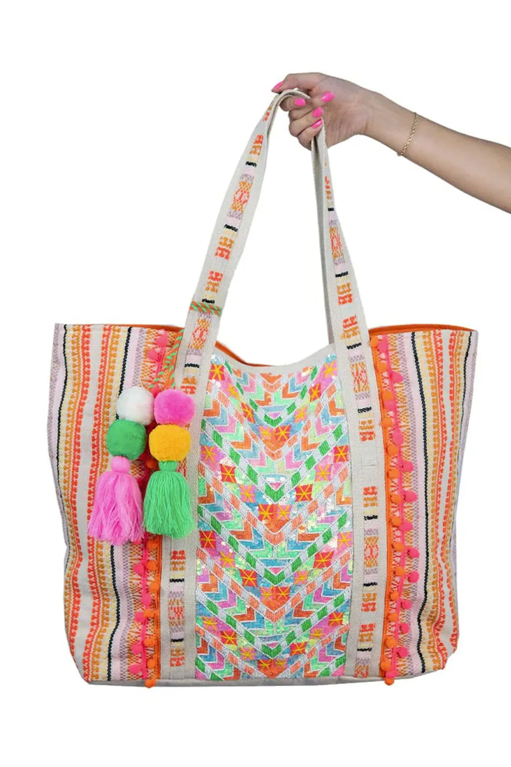 Chevron Sequin Tote Bag - Multicolored sold by Buddy Love