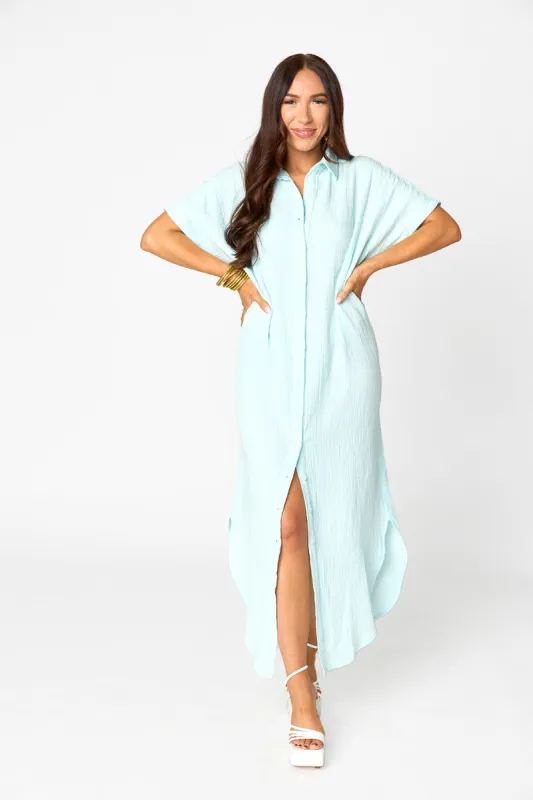 Carmen Cover Up Caftan Maxi Dress - Aqua sold by Buddy Love