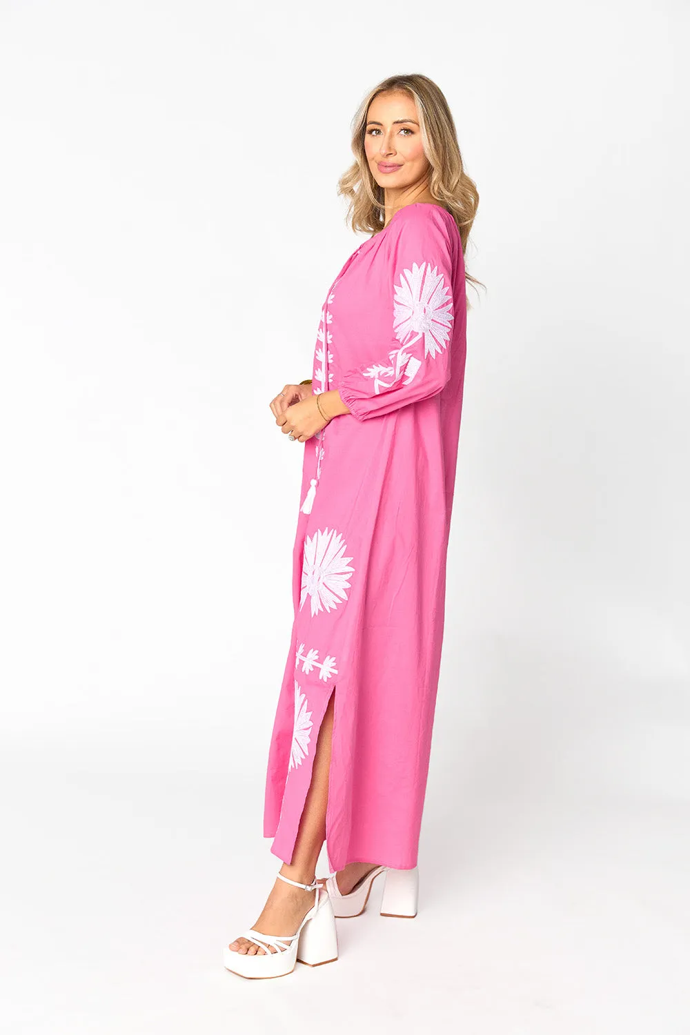 Tiffany Embroidered Caftan - Pink/White sold by Buddy Love product image thumbnail 4