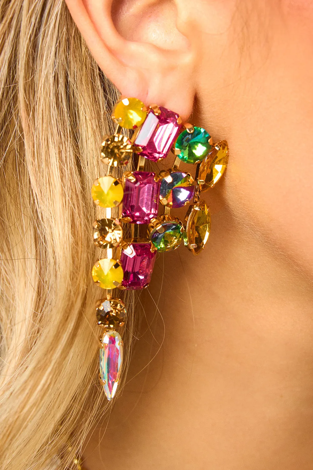 Jeweled Statement Earrings - Pastel sold by Buddy Love