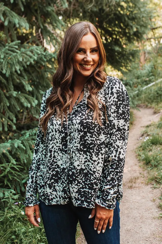 BuddyLove Everly Long Sleeve Button Up Blouse - Domino sold by Buddy Love