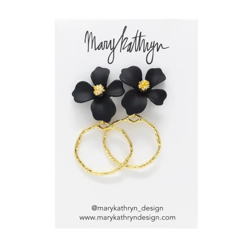 Black Lillian Flower Drop Earrings sold by Buddy Love