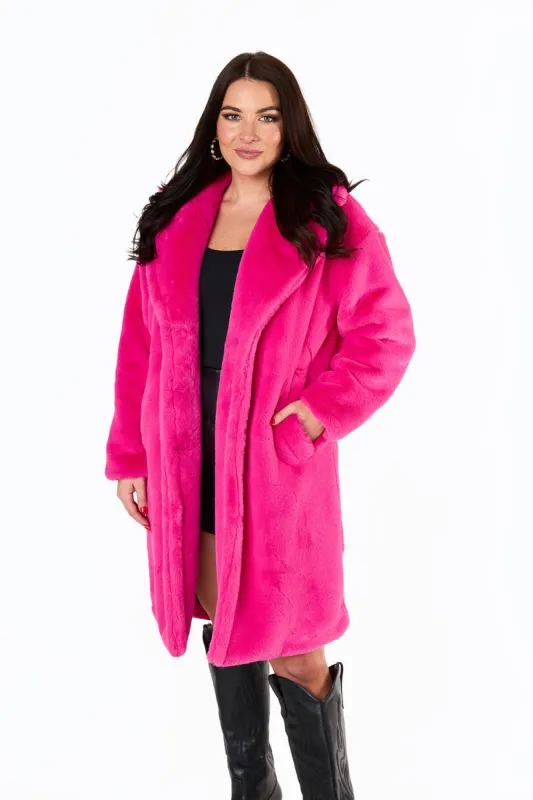 Zoey Oversized Faux Fur Coat - Hot Pink sold by Buddy Love