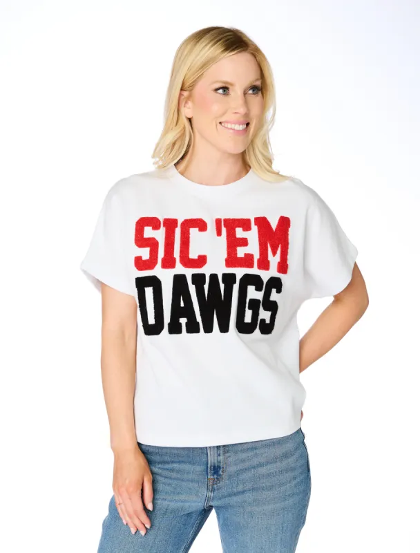 The Sic 'Em Dawgs Chenille Team Top sold by Buddy Love