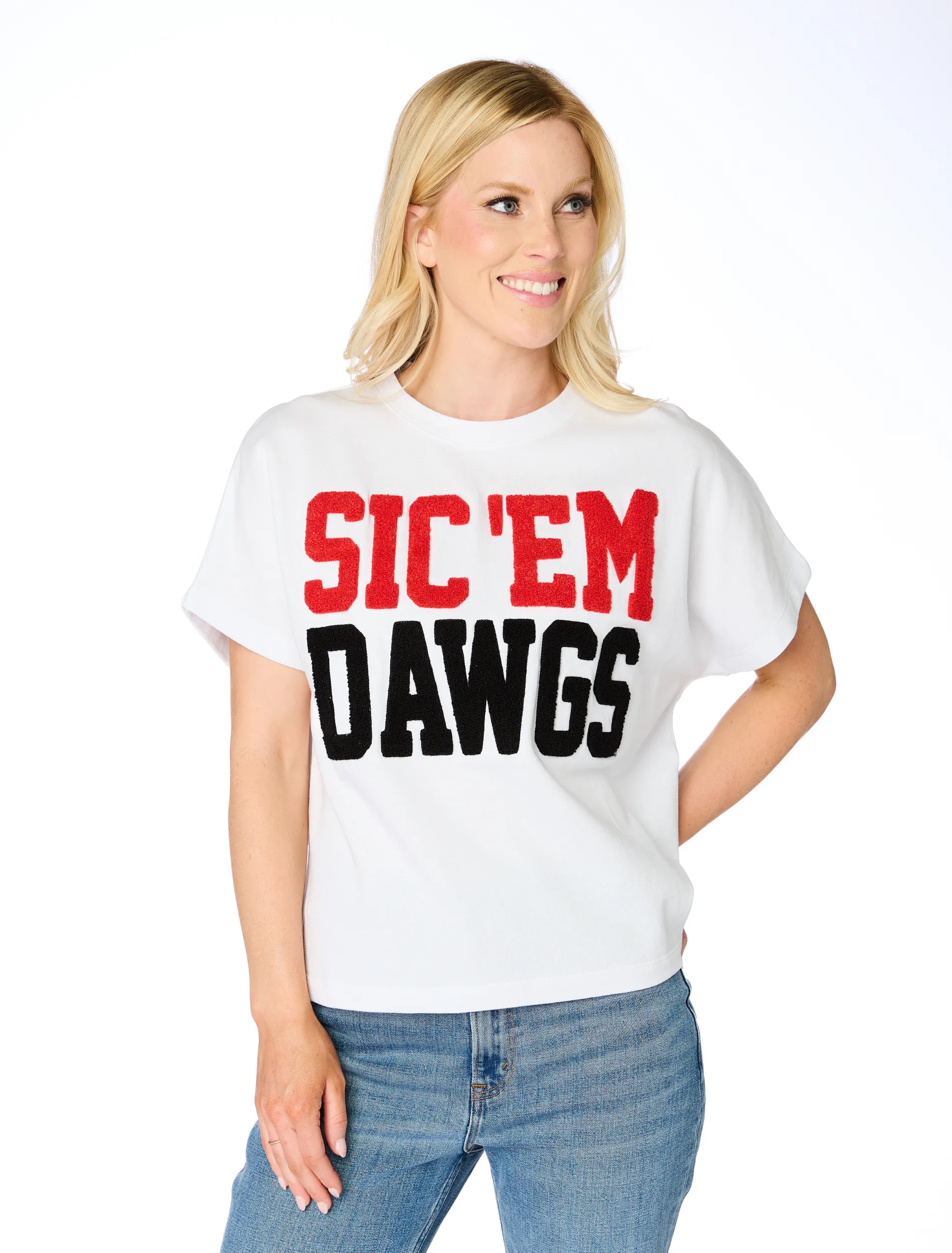 The Sic 'Em Dawgs Chenille Team Top sold by Buddy Love