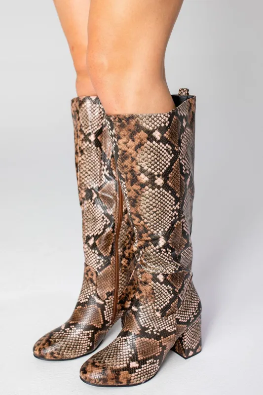 Malone Snake Skin Boots - Brown sold by Buddy Love
