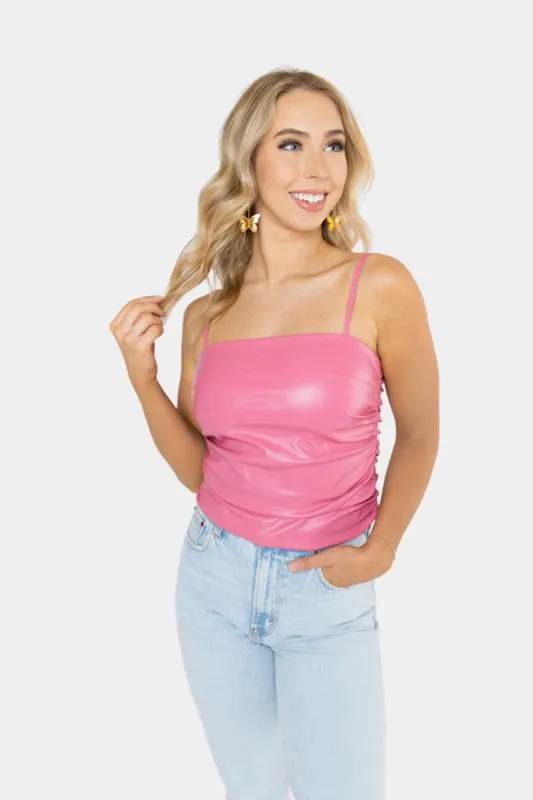 Jolee Vegan Leather Tank Top - Bubblegum sold by Buddy Love