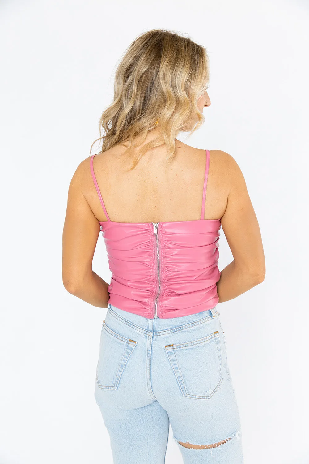 Jolee Vegan Leather Tank Top - Bubblegum sold by Buddy Love product image thumbnail 4