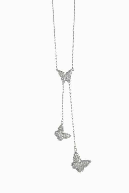 Butterfly Drop Necklace - Silver sold by Buddy Love