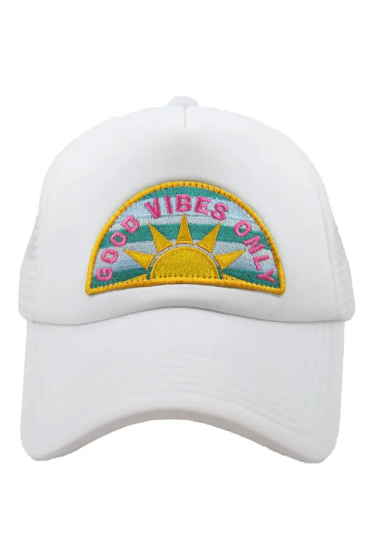 Good Vibes Only Trucker Hat - White sold by Buddy Love