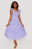 Brynn Ruffle Shoulder Midi Dress - Purple Checker sold by Buddy Love