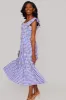 Brynn Ruffle Shoulder Midi Dress - Purple Checker sold by Buddy Love