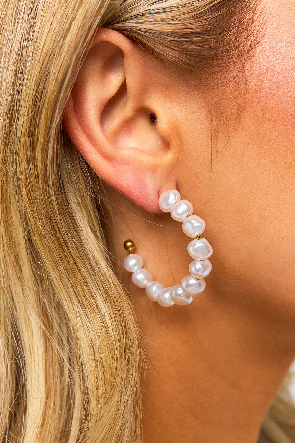 Tinsley Hoop Earrings - Pearl sold by Buddy Love product image thumbnail 2