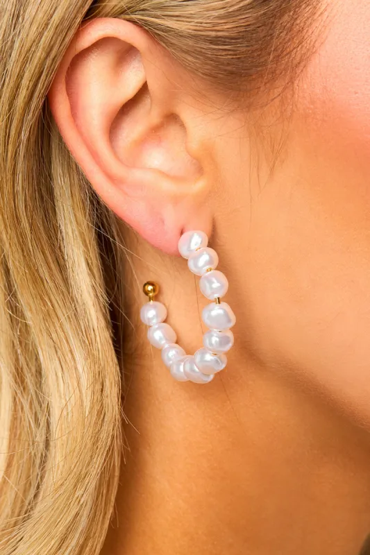 Tinsley Hoop Earrings - Pearl sold by Buddy Love