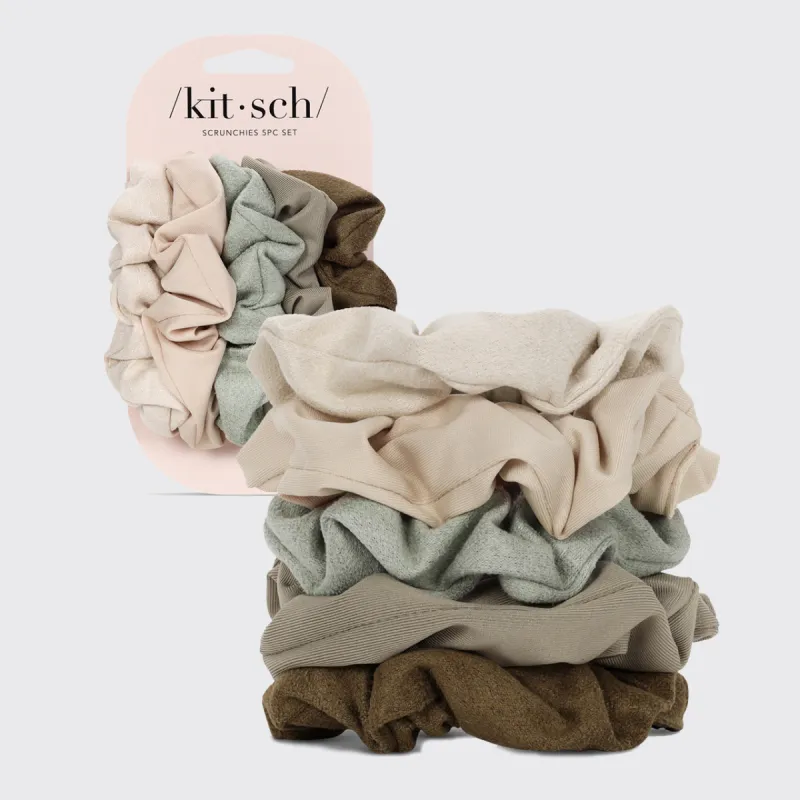 Assorted Textured Scrunchies 5pc Set - Eucalyptus sold by Buddy Love