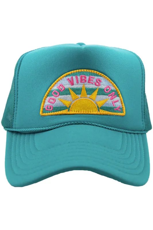 Good Vibes Only Trucker Hat - Deep Teal sold by Buddy Love