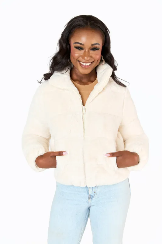 Noella Faux Fur Jacket - Cream sold by Buddy Love