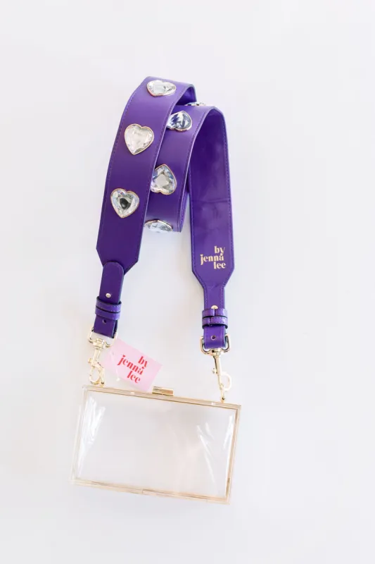 Crystal Heart Purse Straps - Purple/Clear sold by Buddy Love