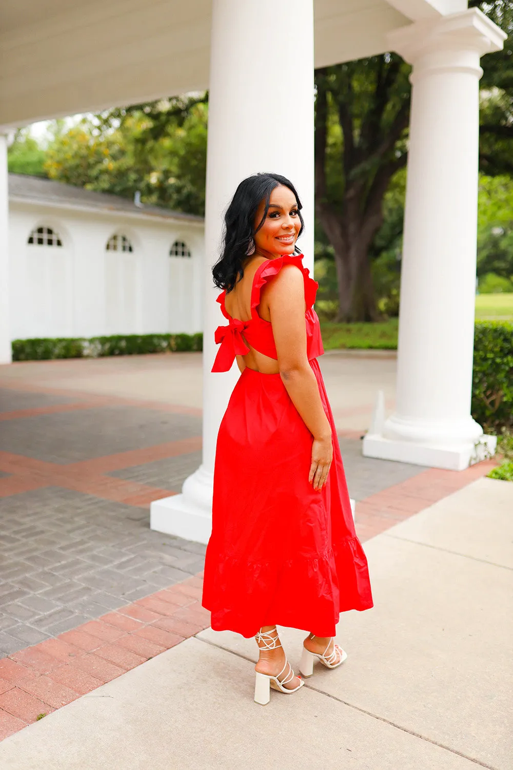 Beverly Ruffle Sleeve Midi Dress - Red sold by Buddy Love product image thumbnail 2