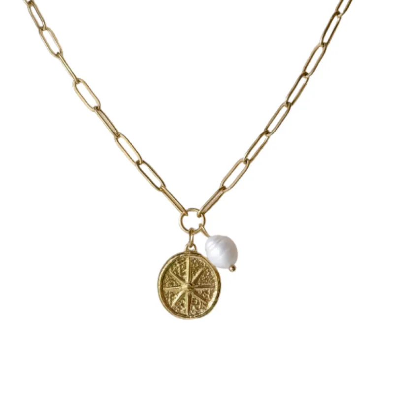 Always Constant North Star and Freshwater Pearl Necklace made by Buddy Love