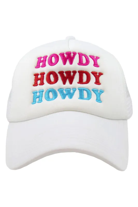Howdy Howdy Howdy Embroidered Trucker Hat - White sold by Buddy Love