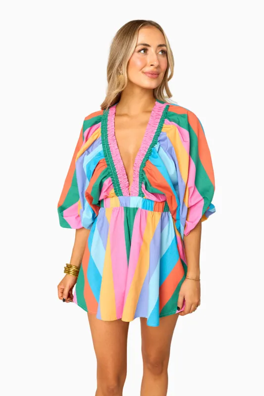 Palm Beach Plunge Neck Romper - Jelly Beans sold by Buddy Love