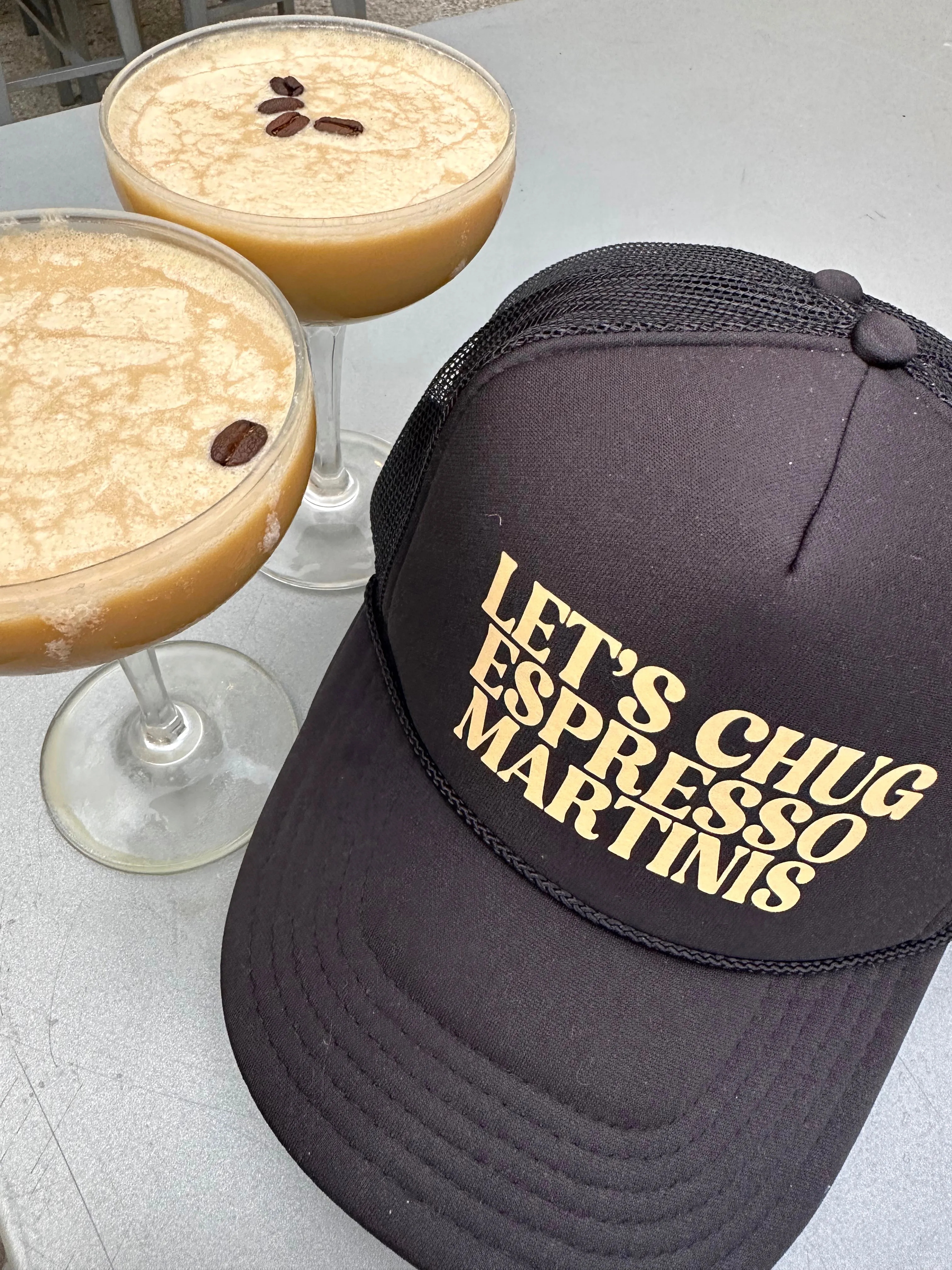 Let's Chug Espresso Martinis Trucker Hat sold by Buddy Love