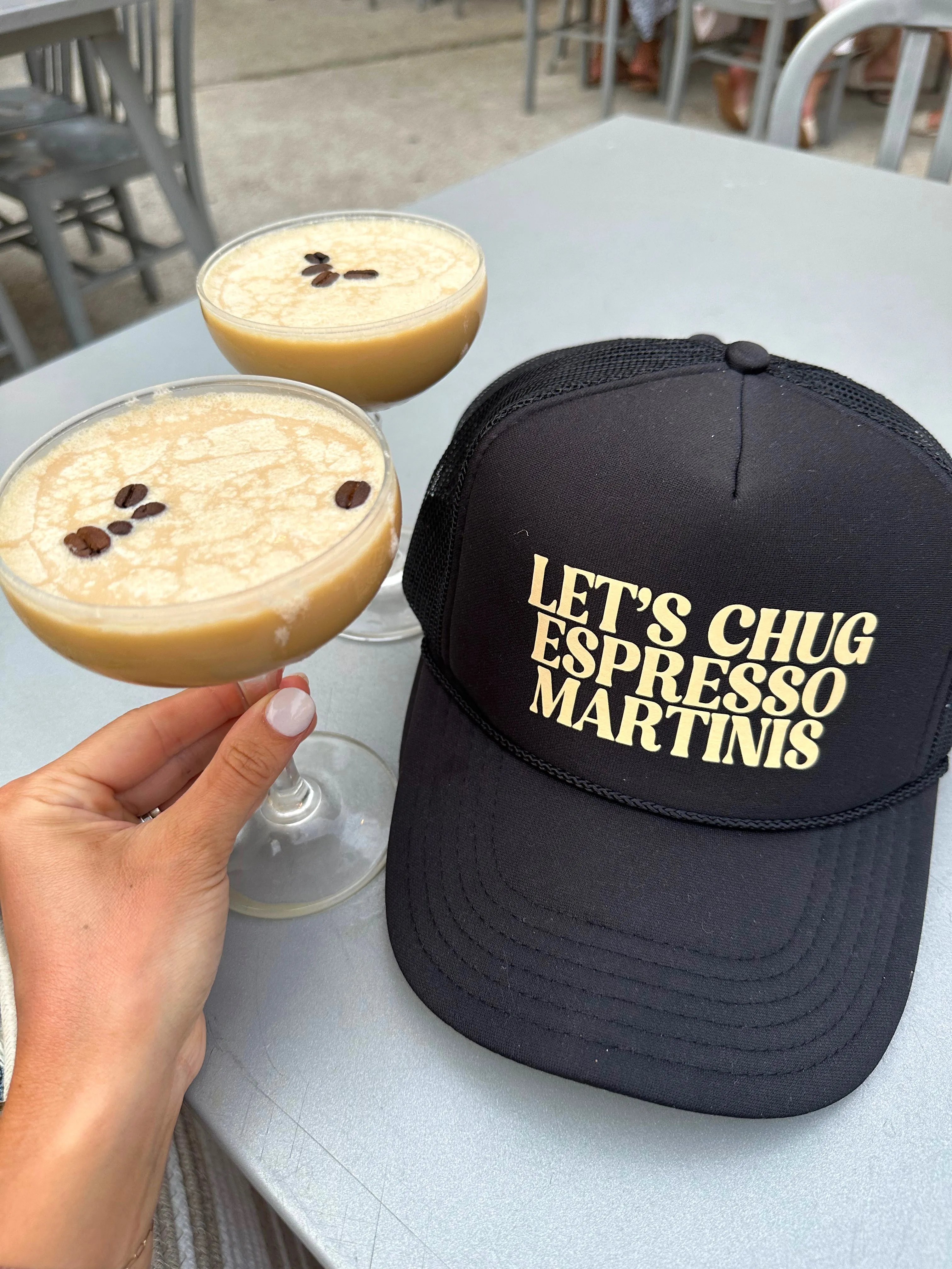 Let's Chug Espresso Martinis Trucker Hat sold by Buddy Love product image thumbnail 2