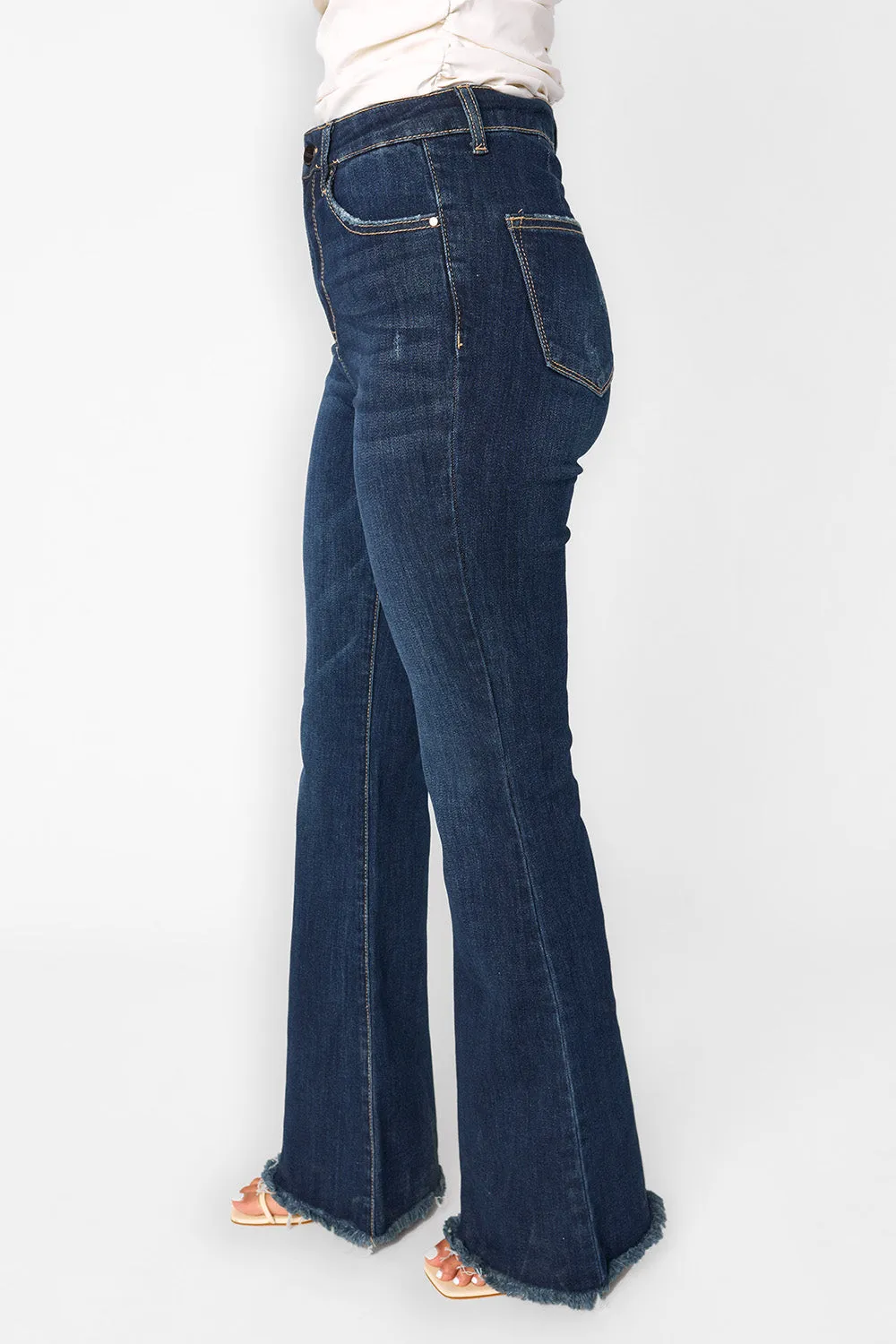 RISEN High Waist Raw Hem Flare Jeans sold by Buddy Love product image thumbnail 2