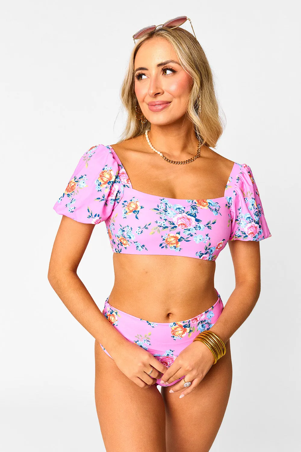 Jojo Puff Sleeve High Waisted Bikini - Corsage sold by Buddy Love