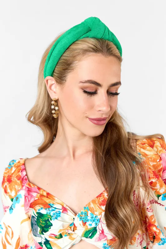 Lillian Knotted Terry Cloth Headband - Green sold by Buddy Love