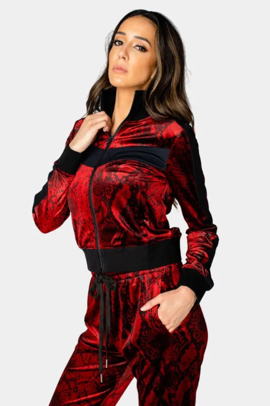 Carmela Velour Track Jacket - Lava Rock sold by Buddy Love