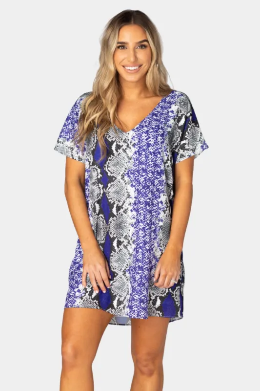 Baker V-Neck Shift Dress - Purple Boa sold by Buddy Love