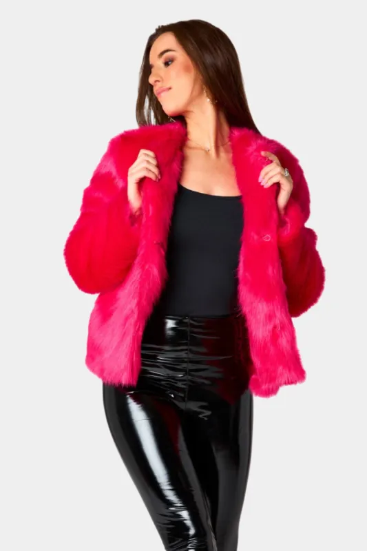 Baddie Faux Fur Jacket - Hot Pink sold by Buddy Love