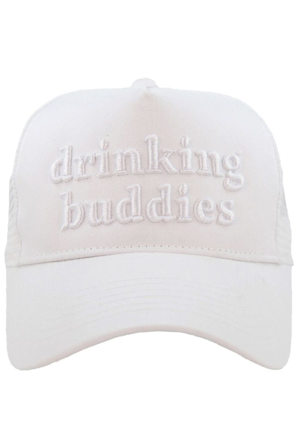 Drinking Buddies Embroidered Trucker Hat - White sold by Buddy Love