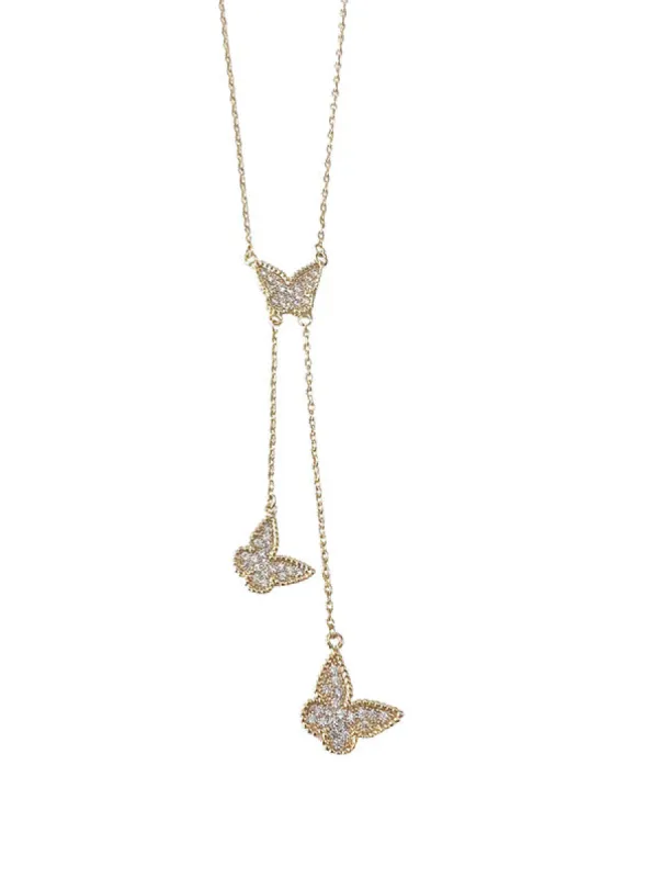 Butterfly Drop Necklace - Gold sold by Buddy Love
