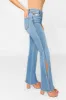 Judy Blue Full Size Mid Rise Raw Hem Slit Flare Jeans sold by Buddy Love