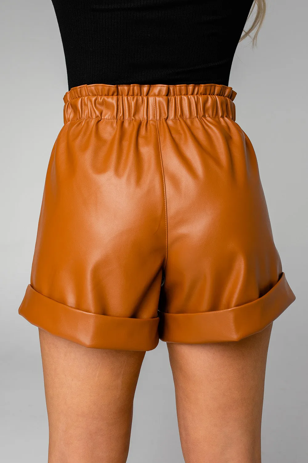 BuddyLove Peyton Paperbag Vegan Leather Shorts - Mocha sold by Buddy Love product image thumbnail 5