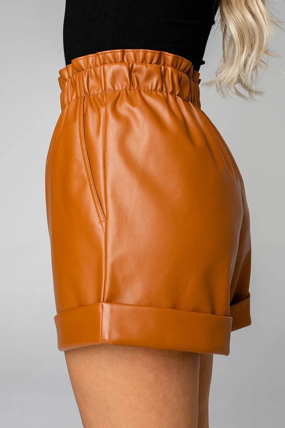 BuddyLove Peyton Paperbag Vegan Leather Shorts - Mocha sold by Buddy Love product image thumbnail 4