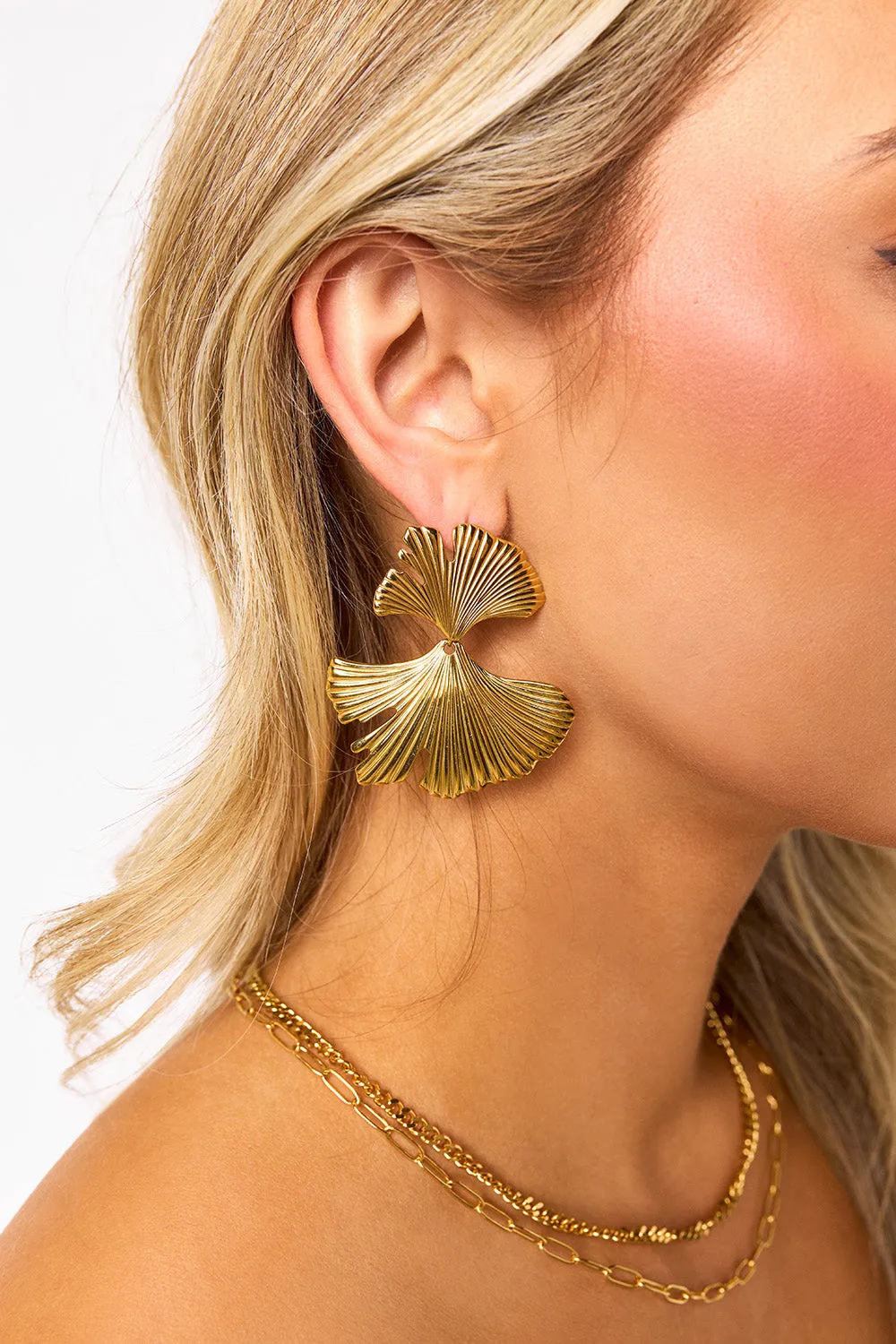 Ginkgo Biloba Design Stud Earrings sold by Buddy Love product image thumbnail 2