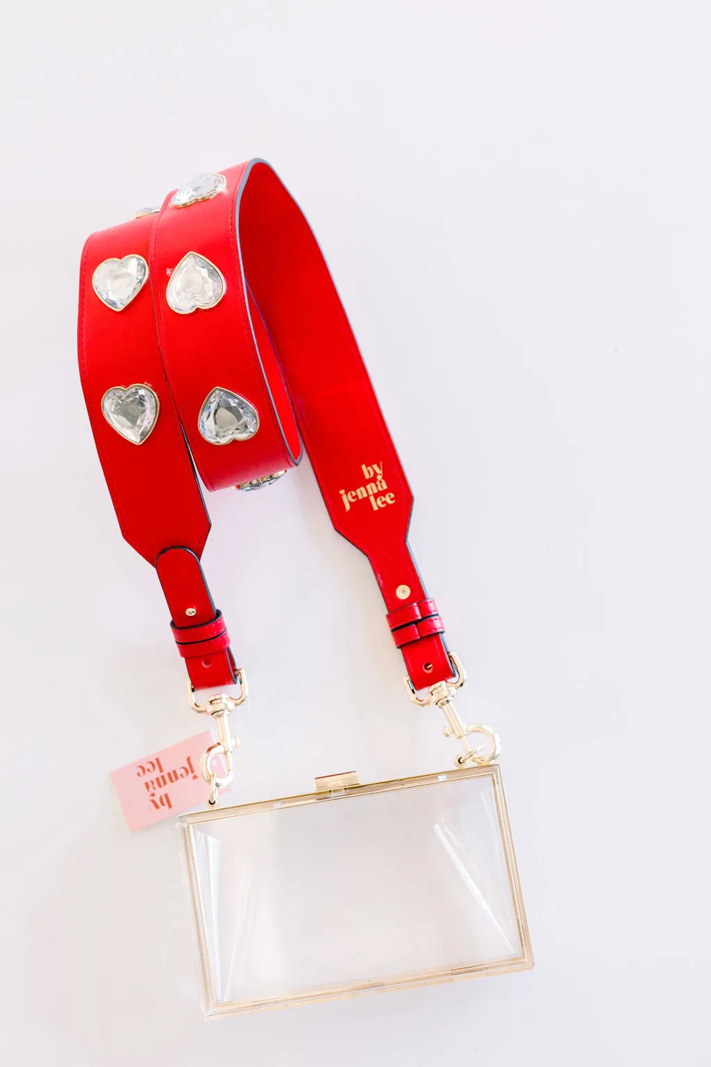 Crystal Heart Purse Straps - Red/Clear sold by Buddy Love product image thumbnail 2